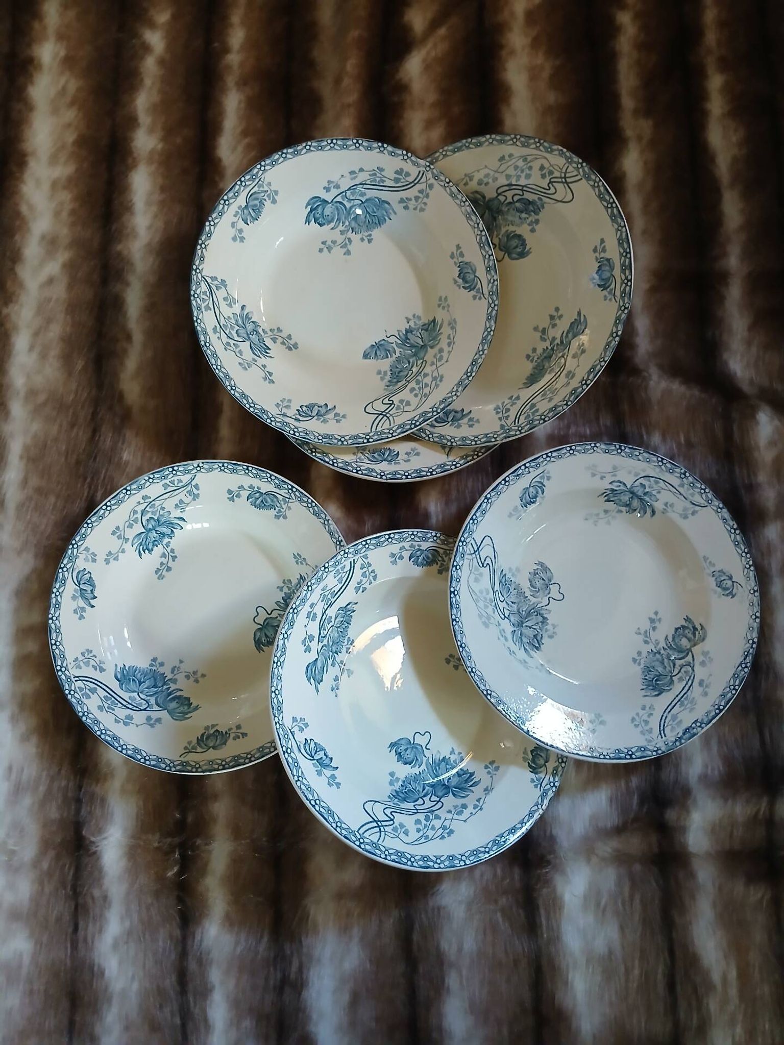 6 antique deep plates in ironstone
