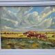 Oil painting landscape and herd of cows