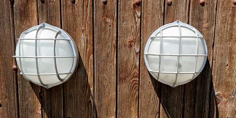 Pair of industrial wall lamps in brushed aluminum