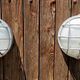 Pair of industrial wall lamps in brushed aluminum