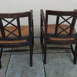 Pair of vintage straw seat armchairs from the 30s/40s.
