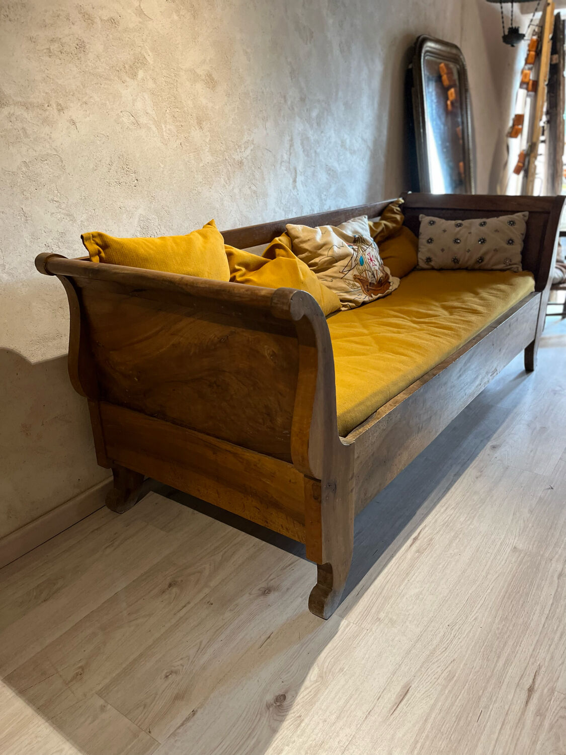 Walnut boat sofa 1950