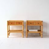 Vintage bamboo bedside tables