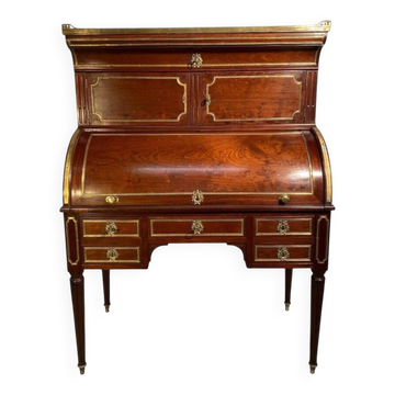 Exquisite Louis XVI period mahogany cylinder desk