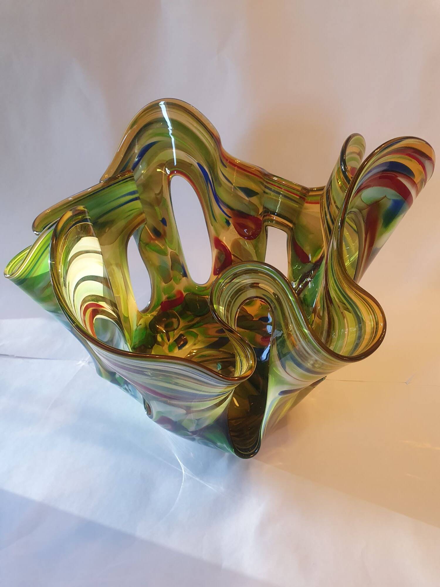 Large Makora handmade glass vase from the 70s