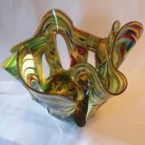 Large Makora handmade glass vase from the 70s