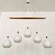Opaline and Teak Chandelier by Uno and Östen Kristiansson