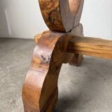 Table artisanale en orme massif, art populaire