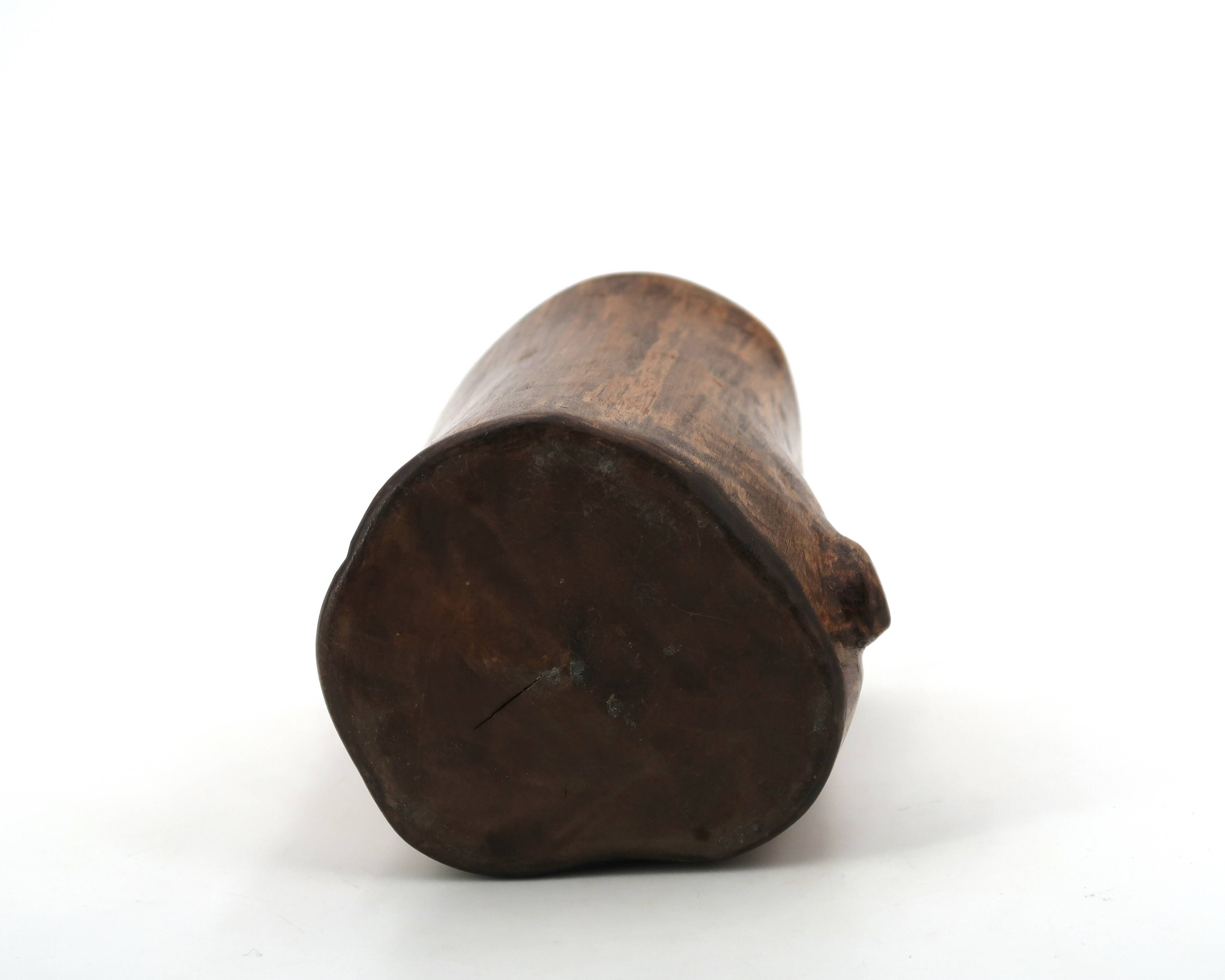 Small brutalist monoxyle vase in wood, 1970s.
