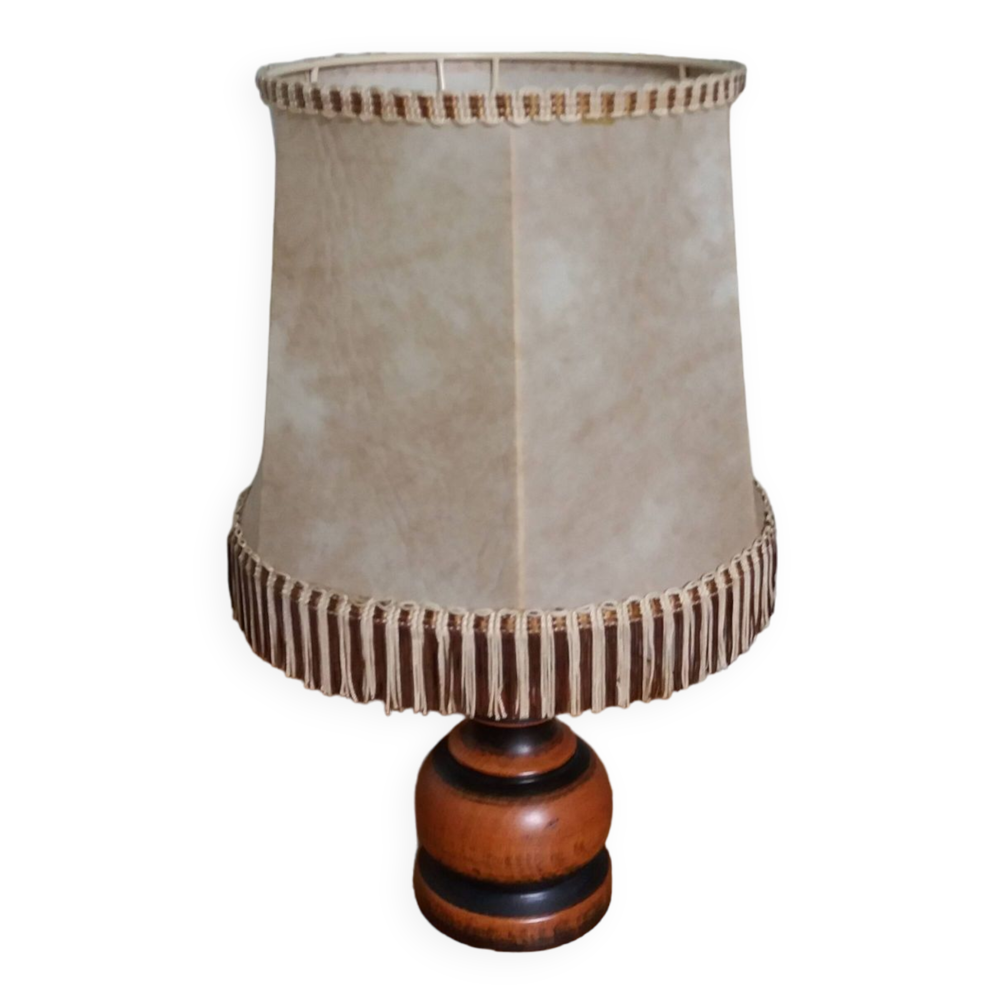 Turned wood lamp
