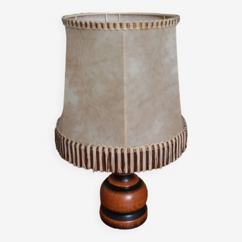 Turned wood lamp