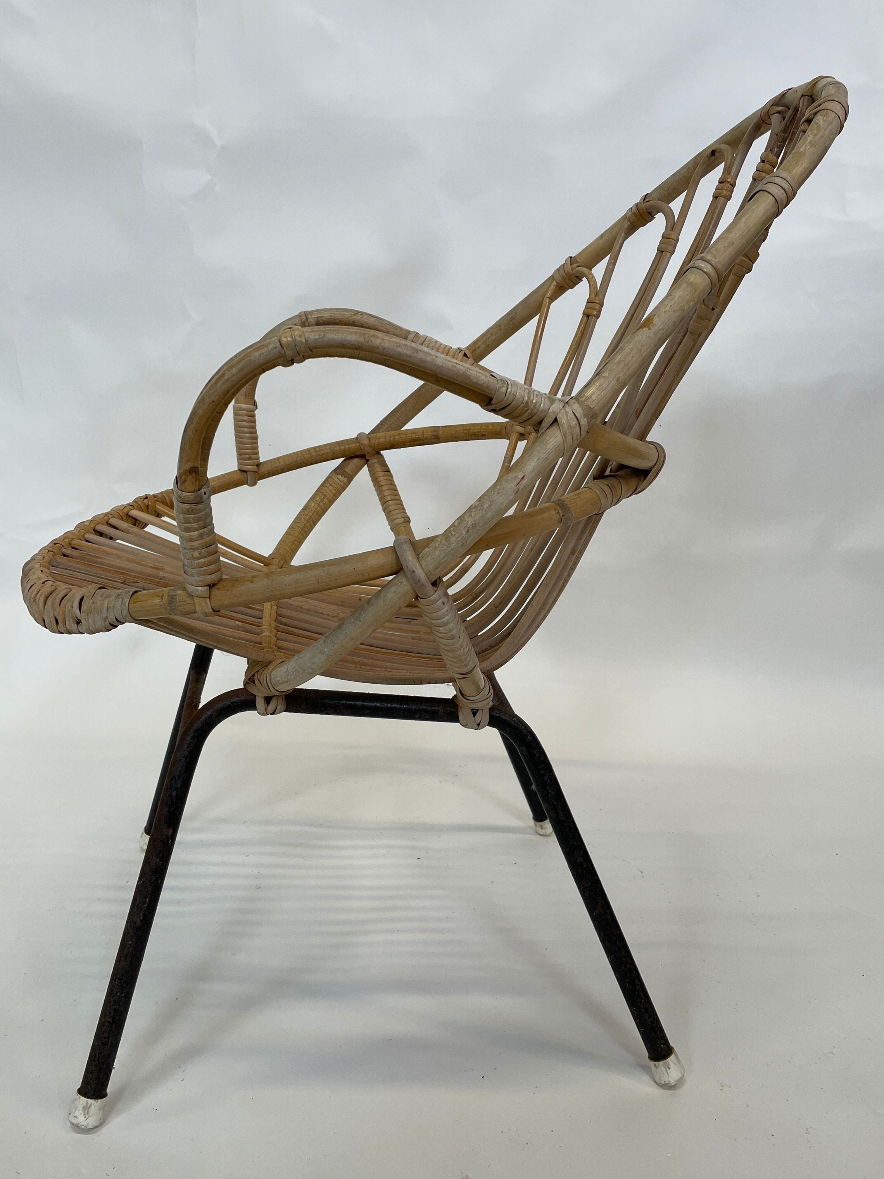 Chaise vintage en rotin par Dirk van Sliedregt Rohe Noordwolde 1960 aux Pays-Bas