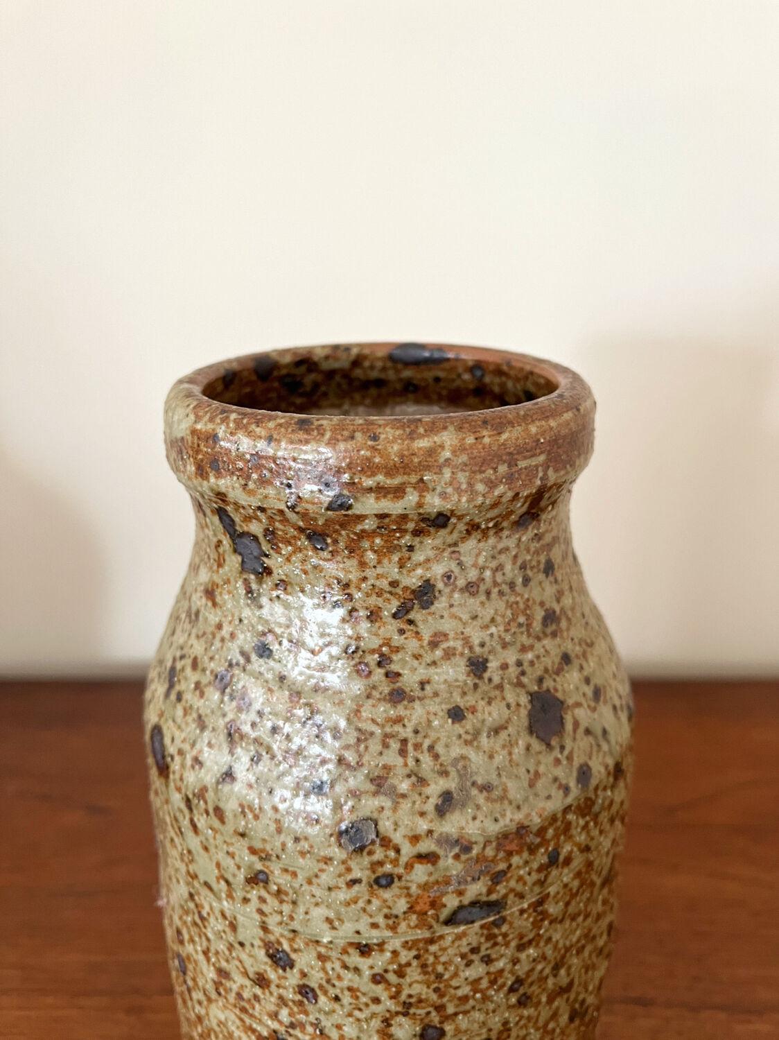 Vintage straight vase in pyrite stoneware