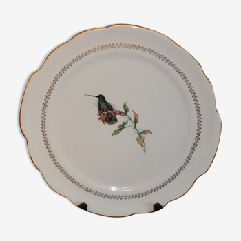 Vintage Gien pie dish - bird décor, Hummingbird