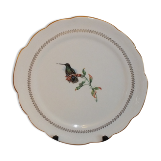 Plat à tarte Gien vintage décor oiseau colibri