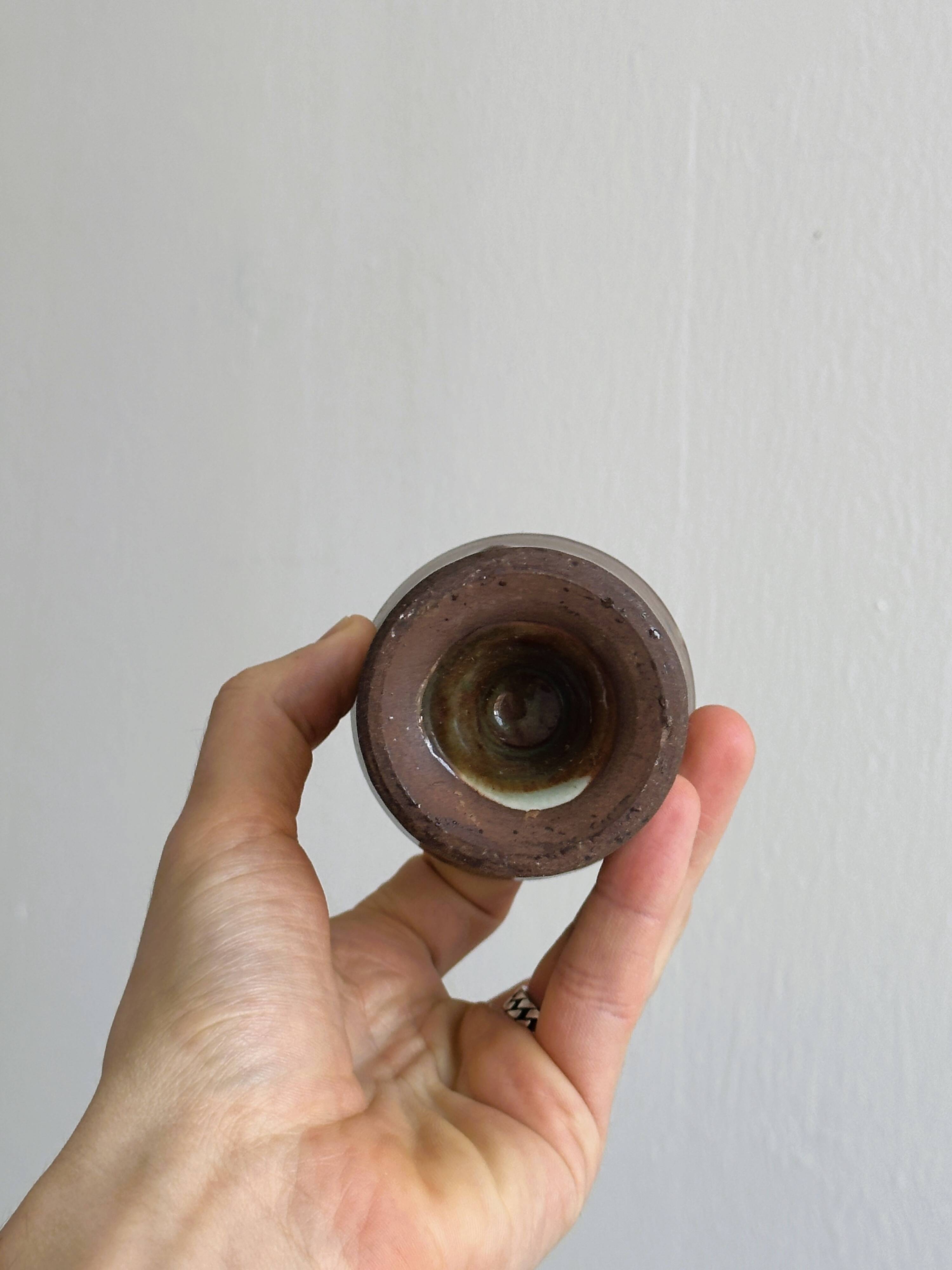 Set of 3 small enamelled ceramic mugs