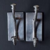 Pair of vintage cast aluminum coat hooks