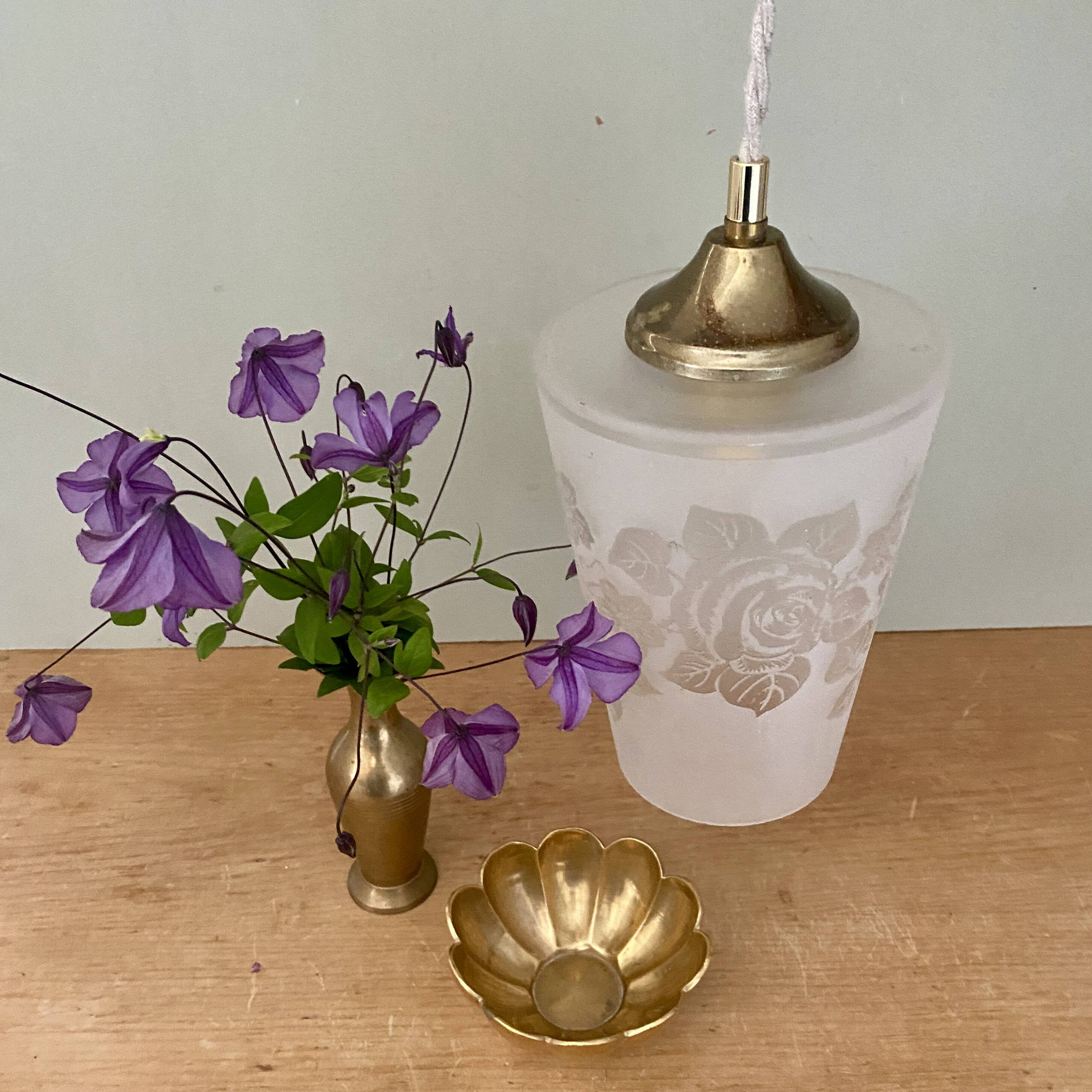 Vintage frosted glass globe pendant light