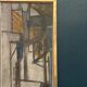 Original Danish Oil on Canvas – “Gul Figurkomposition” by P. Primdahl – Signed – Dated 1958 – Vintage & Framed – 43 × 27 cm (16.9" × 10.6")