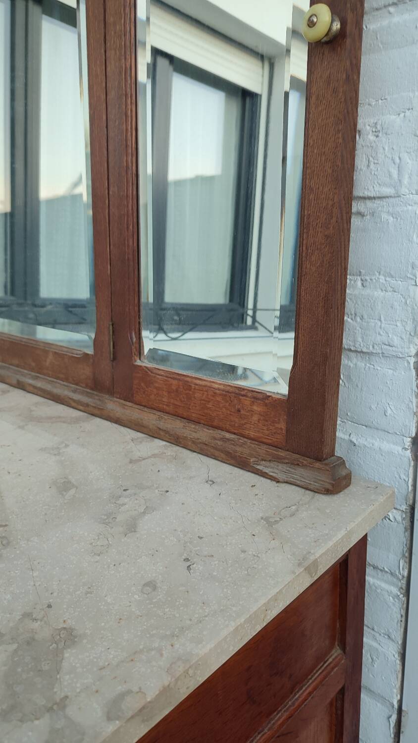 Miroir triptyque art déco chêne