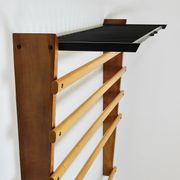 Rare coat rack by Carl Auböck with hat rack, cabinet, brass, walnut and beech, 1950s.