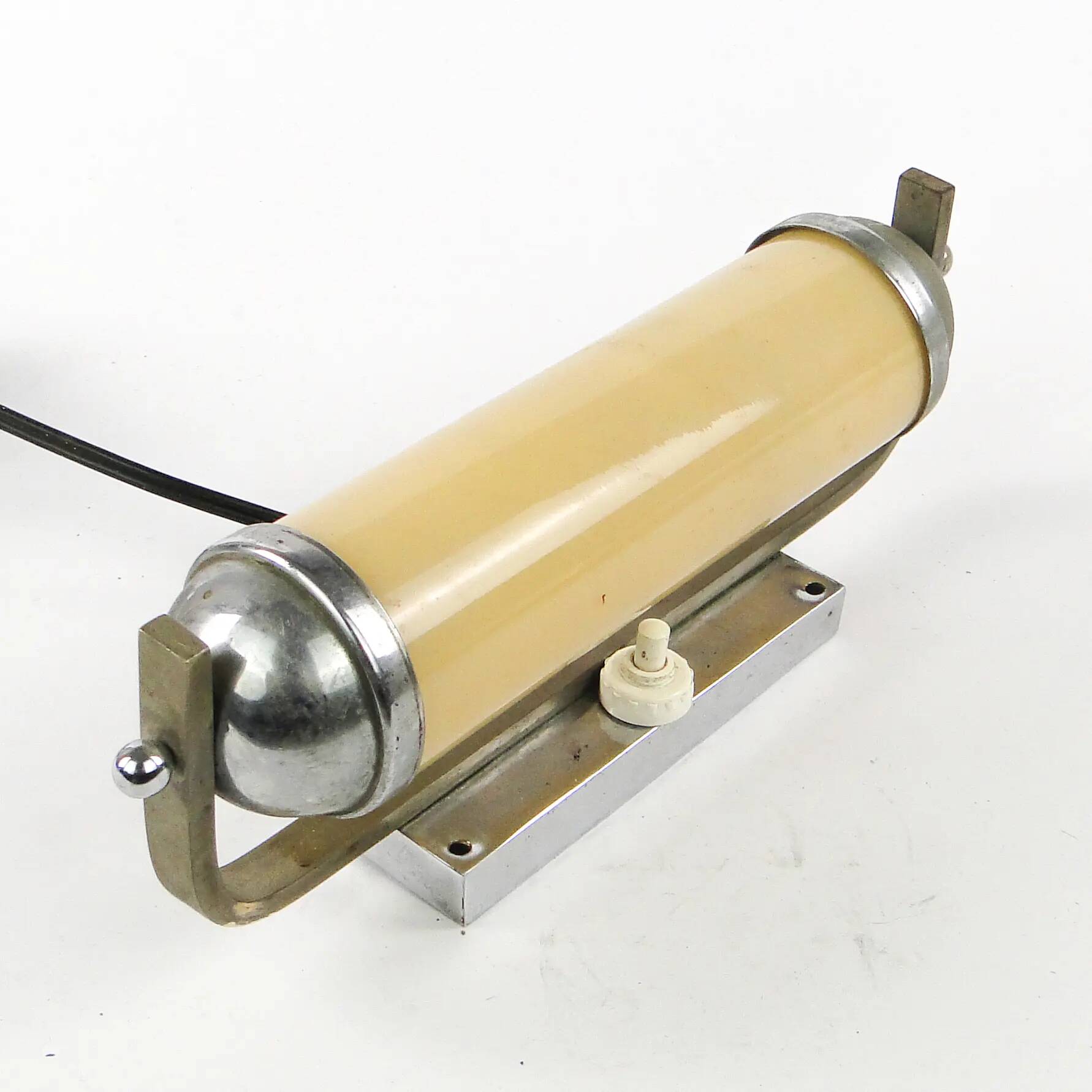 Art Deco wall lamp, functionalism, chrome-plated brass, Czechoslovakia, 1950s