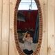 Large oval wooden mirror 1950