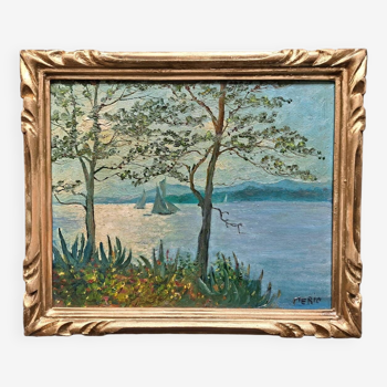 Impressionist painting signed around 1905 - Marine between land and sea