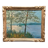 Impressionist painting signed around 1905 - Marine between land and sea