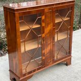 English display cabinet in glossy lacquered marquetry wood
