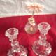 Pair of vintage glass candlesticks in clear glass