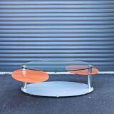 Antoine Motard designer swivel tempered glass coffee table