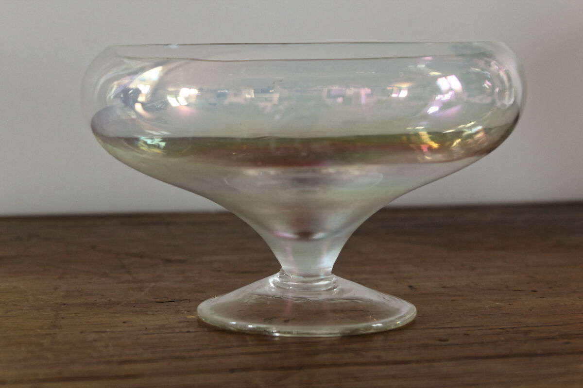 Old iridescent glass cup