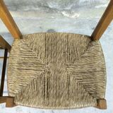 Pair of vintage wood and straw chairs