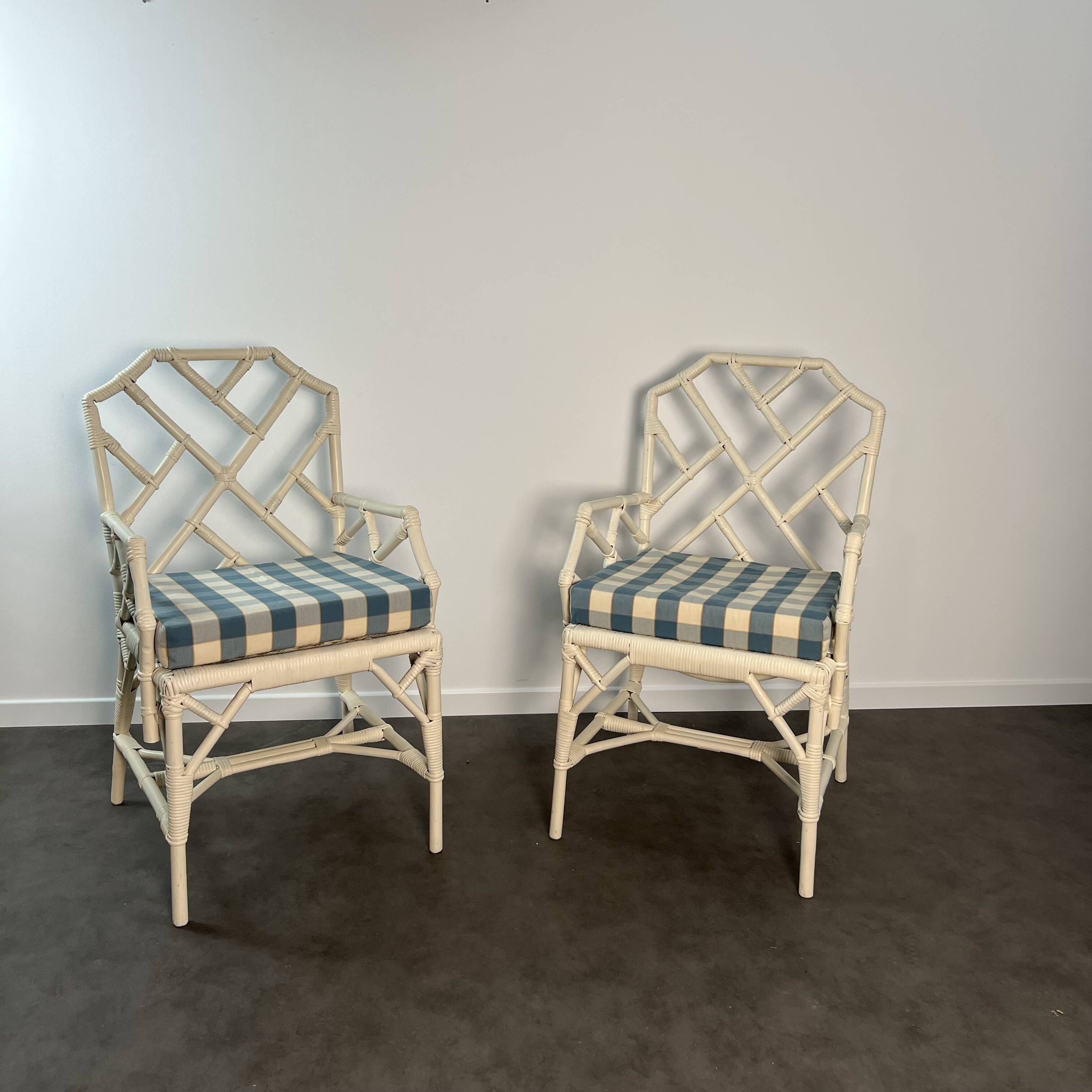 Pair of Angraves armchairs model Invincible in Chinese Chippendale style.