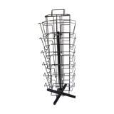 Black metal postcard turnstile display