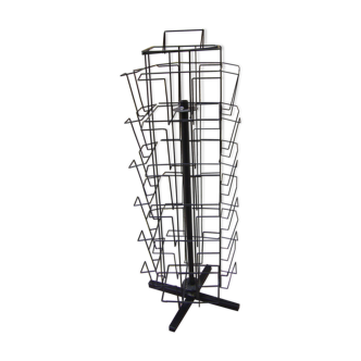 Black metal postcard turnstile display