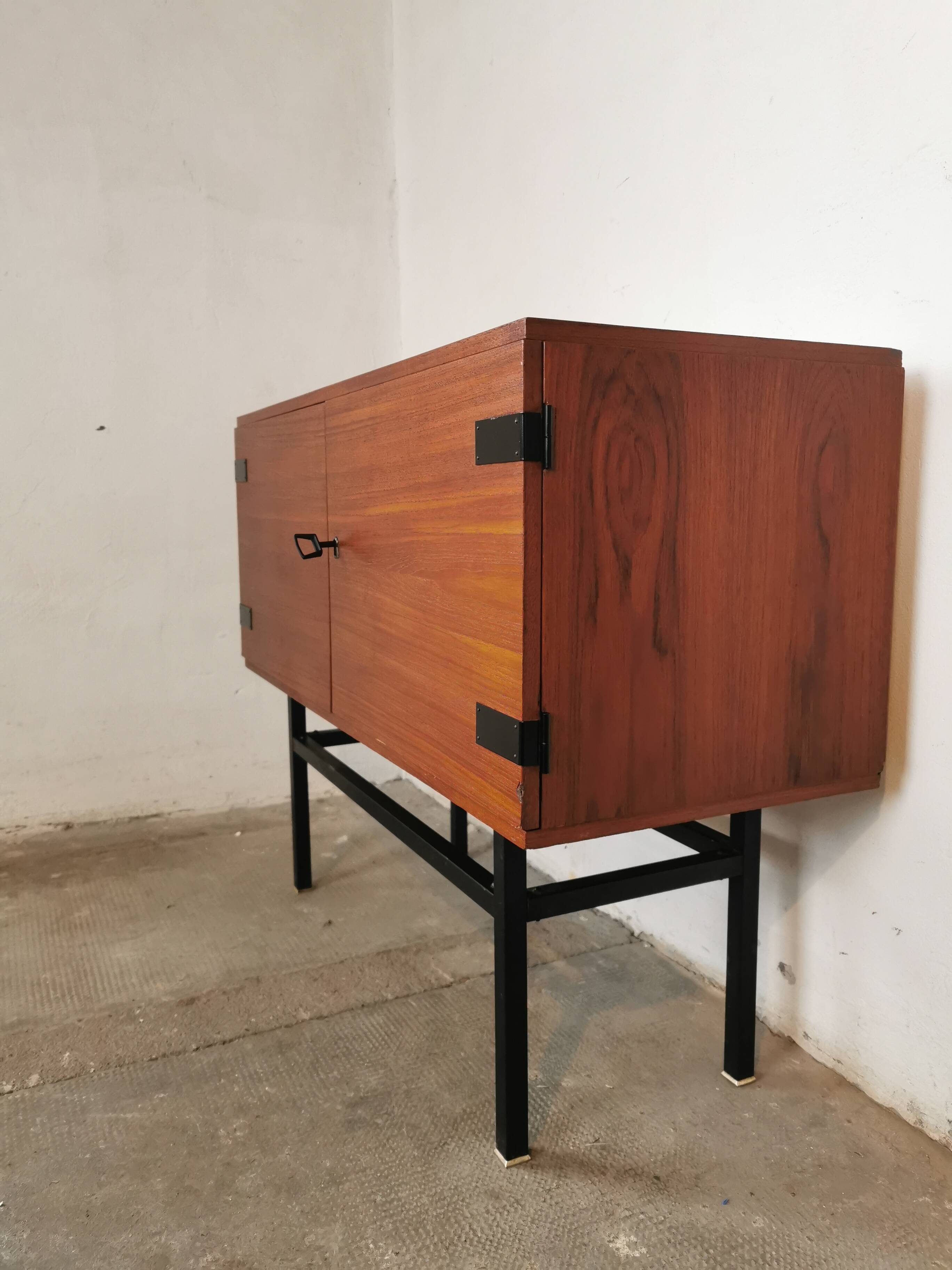 Small teak and metal sideboard, 70s