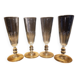 4 champagne flutes with cut sides, late 19th century