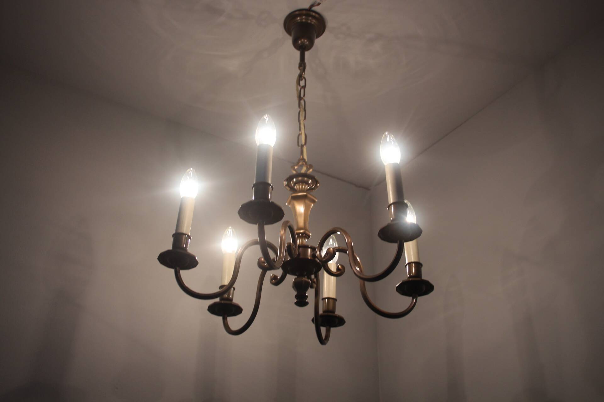 Vintage six-arm chandelier, 1970's.