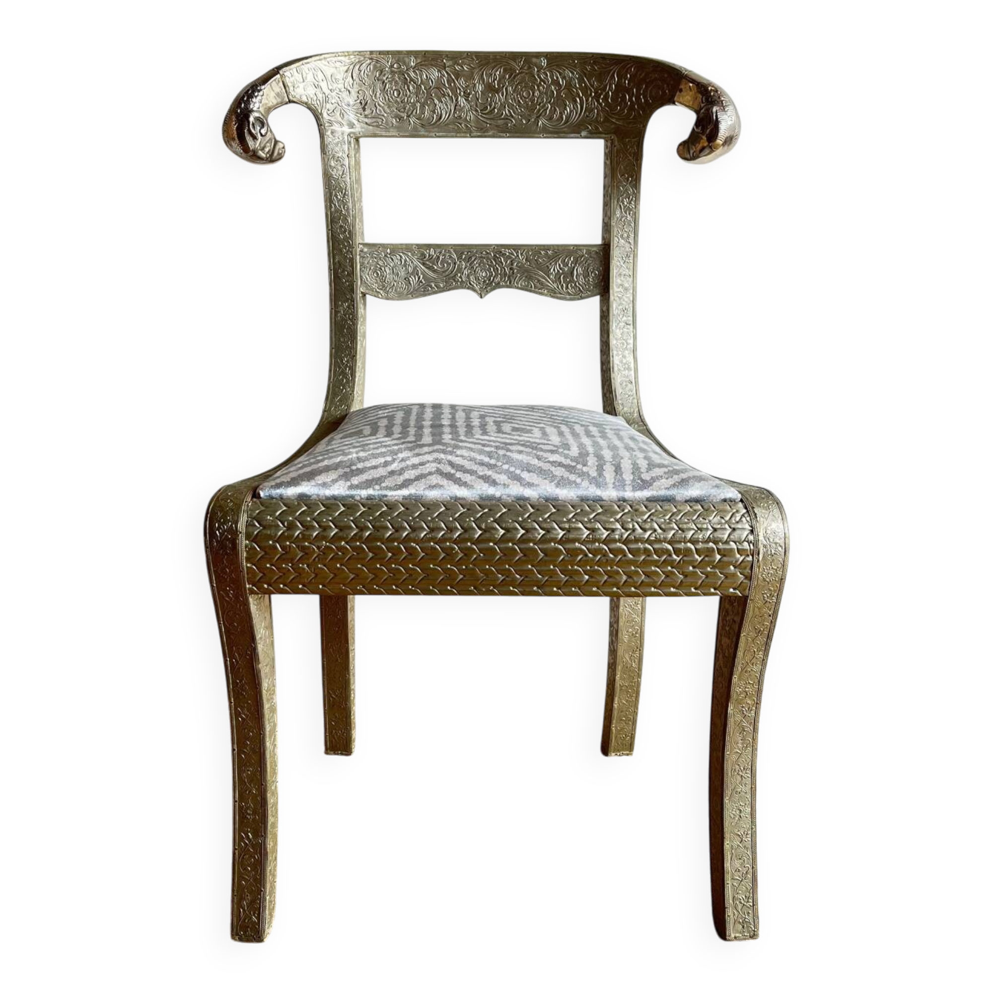Chaise à tête de bélier anglo-indienne