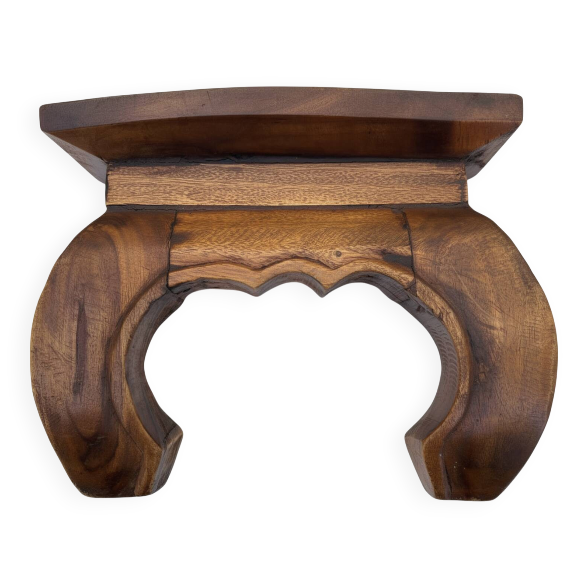 Carved wooden opium holder, traditional Asian style.