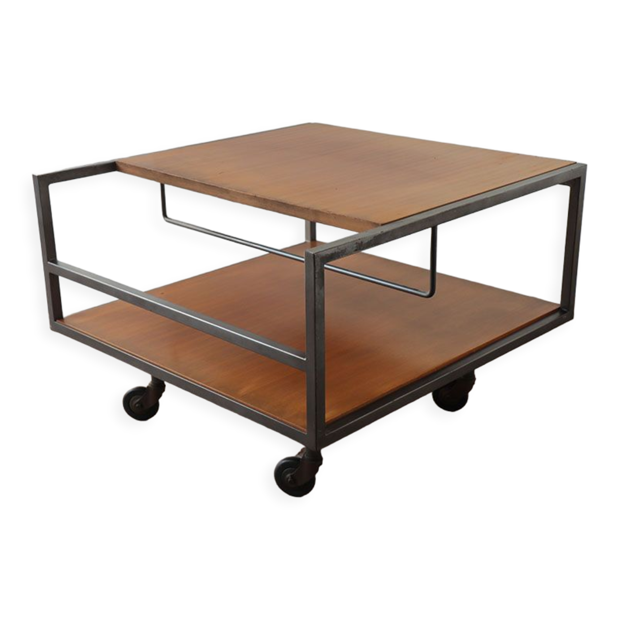 Vintage rolling coffee table by George Frydman circa 1960
