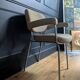 vintage tubular metal chrome office chair with patterned fabric.