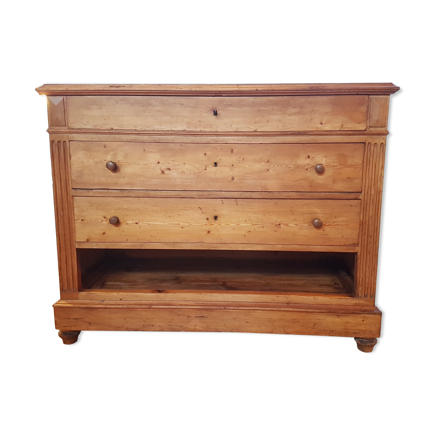 Vintage pine "drawer free" chest of drawers