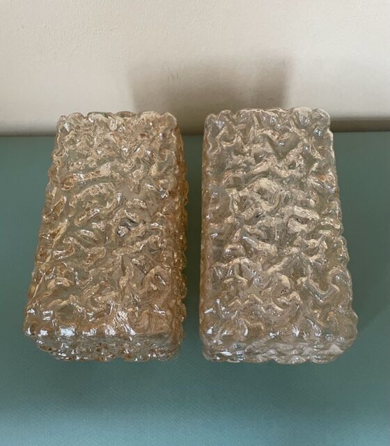Two Limburg wall lamps in amber glass, circa 1960