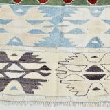 5x8 Geometric Wine Red Blue Vintage Rug, 144x241Cm