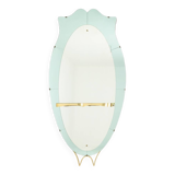 Two-tone glass and gilded brass console mirror. Circa 1950.