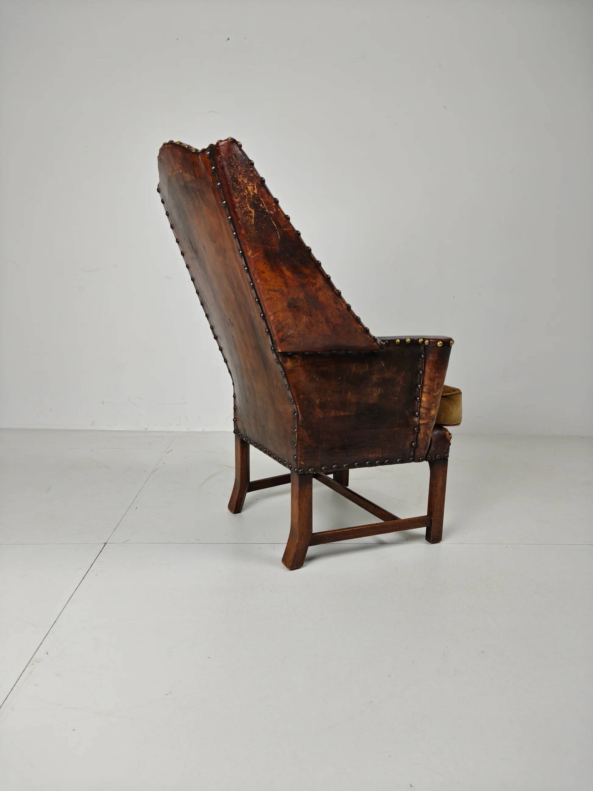 Antique leather armchair, England circa 1800
