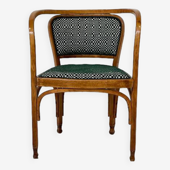 Fauteuil N° 715 Gustav Siegel pour Kohn, Tissu et Bois, Autriche, Années 1900 - Rembourrage neuf